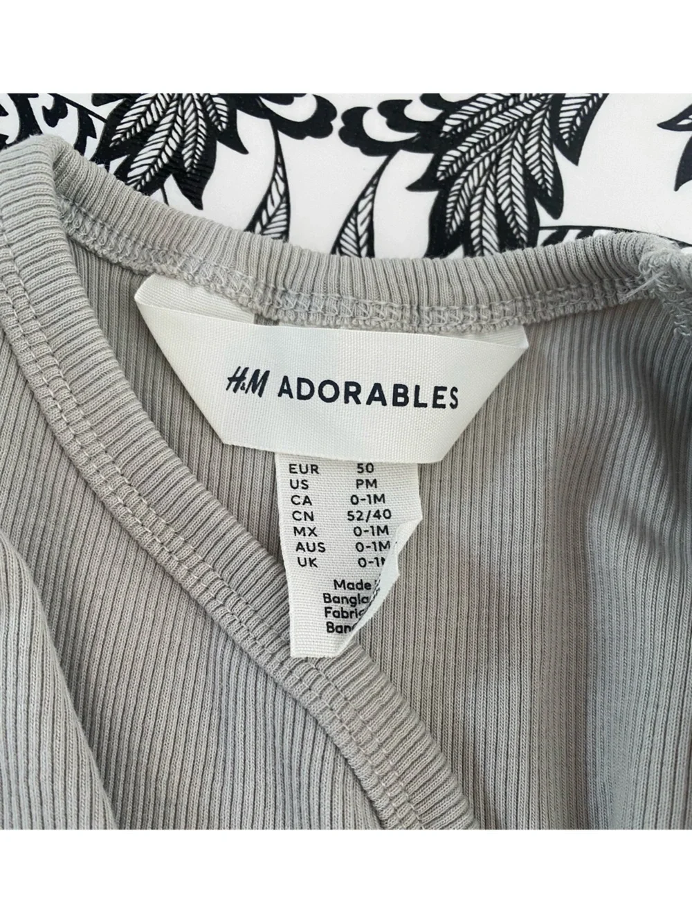 H&M Ribbed Long-Sleeve Baby Bodysuits in Cream and Light Gray